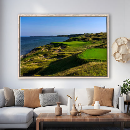 Whistling Straits Golf Resort, Straits Course Hole 03, Kohler, Wisconsin, Framed Canvas Print Wall Art