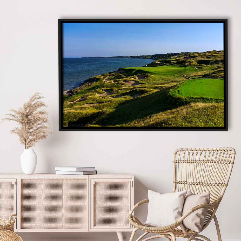 Whistling Straits Golf Resort, Straits Course Hole 03, Kohler, Wisconsin, Framed Canvas Print Wall Art