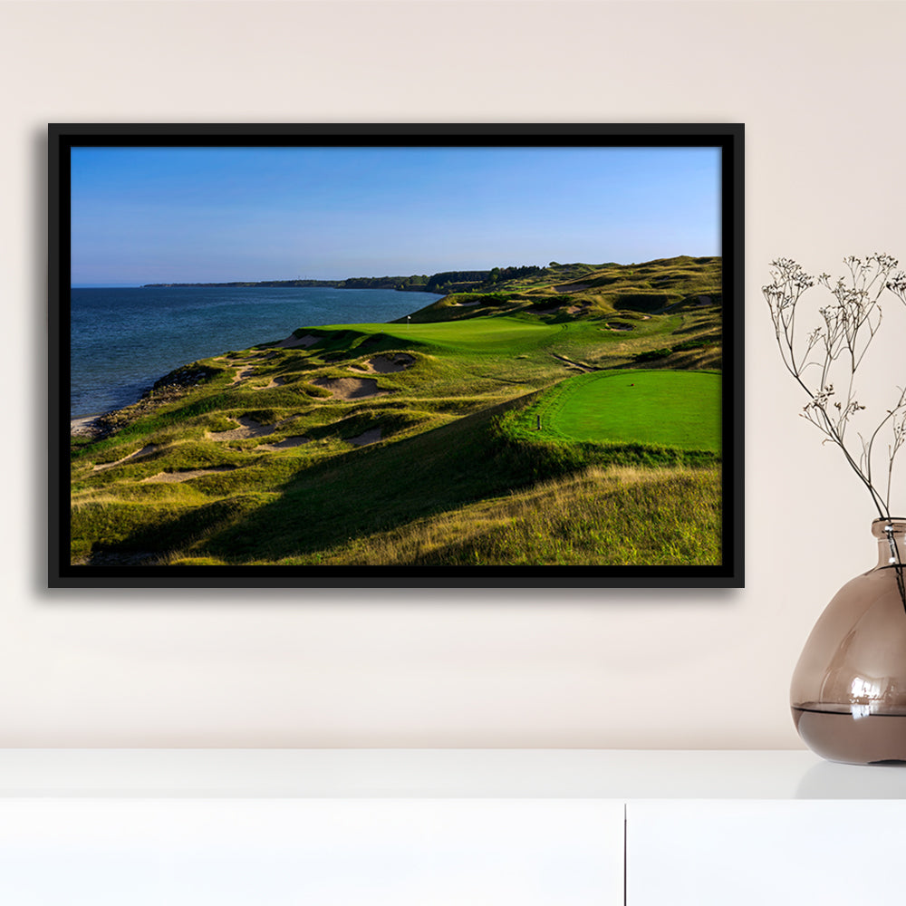 Whistling Straits Golf Resort, Straits Course Hole 03, Kohler, Wisconsin, Framed Canvas Print Wall Art