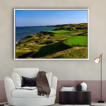 Whistling Straits Golf Resort, Straits Course Hole 03, Kohler, Wisconsin, Framed Canvas Print Wall Art