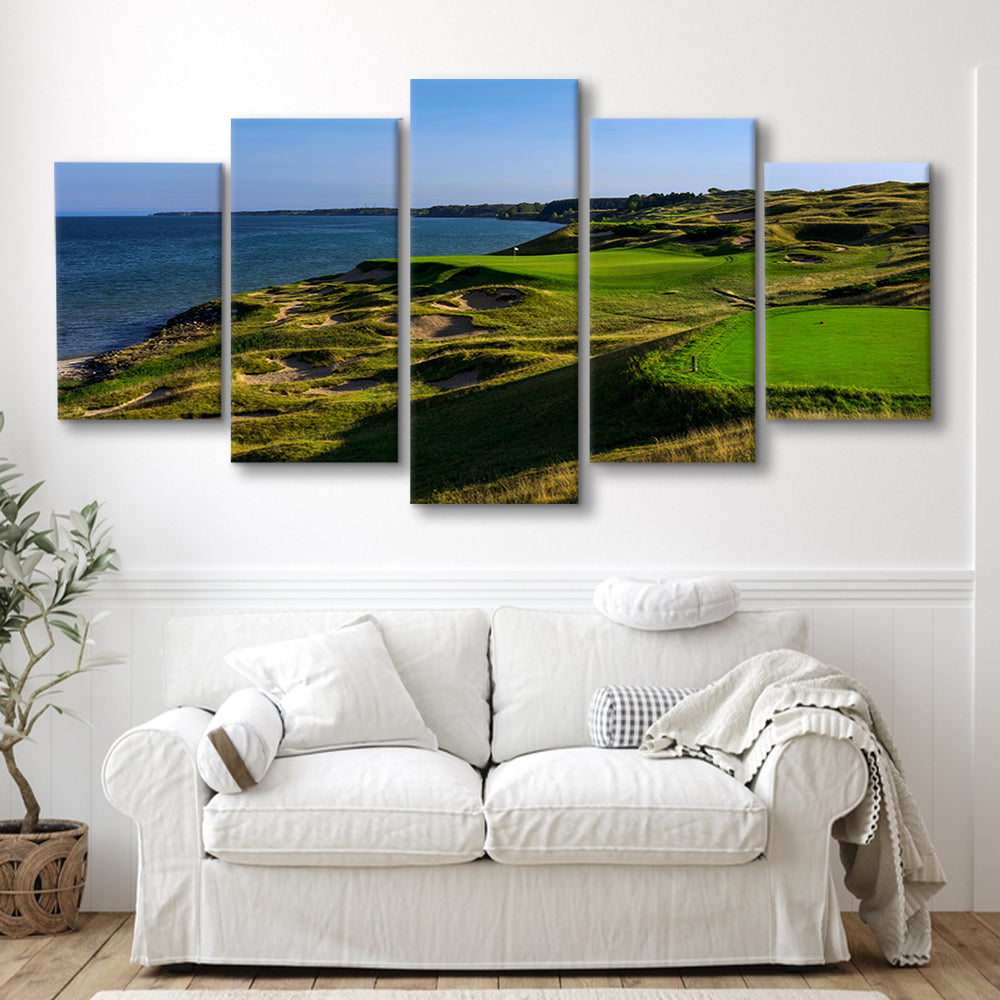 Whistling Straits Golf Resort, Straits Course Hole 03, Kohler, Wisconsin, 5 Pieces Mixed Canvas Print Wall Art