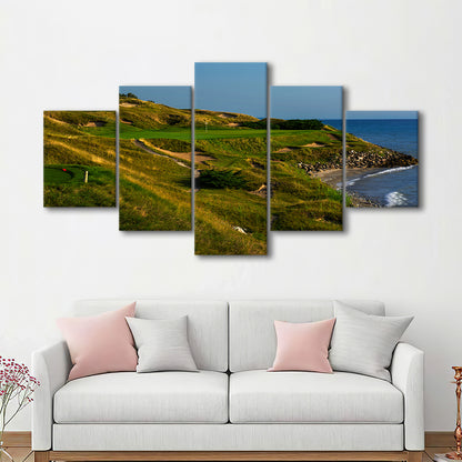 Whistling Straits Golf Resort, Straits Course Hole 07, Kohler, Wisconsin, 5 Pieces Mixed Canvas Print Wall Art