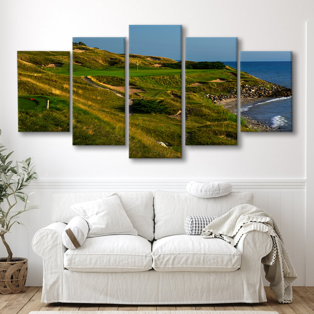 Whistling Straits Golf Resort, Straits Course Hole 07, Kohler, Wisconsin, 5 Pieces Mixed Canvas Print Wall Art