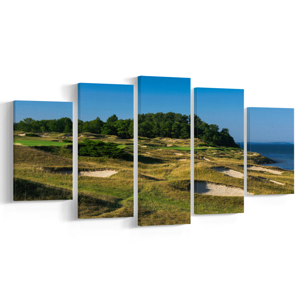 Whistling Straits Golf Resort, Straits Course Hole 14, Kohler, Wisconsin, 5 Pieces Mixed Canvas Print Wall Art