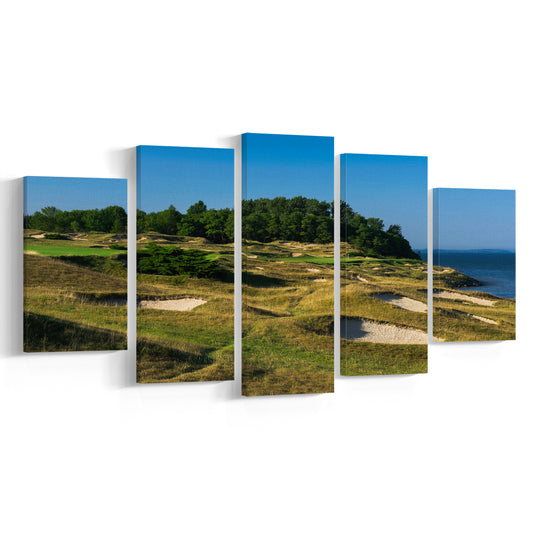 Whistling Straits Golf Resort, Straits Course Hole 14, Kohler, Wisconsin, 5 Pieces Mixed Canvas Print Wall Art