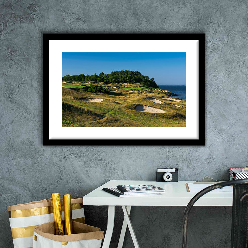 Whistling Straits Golf Resort, Straits Course Hole 14, Kohler, Wisconsin, Goft Art Print, Framed Art Print White Border