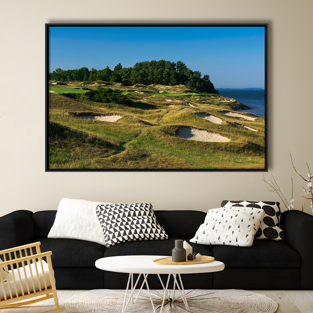Whistling Straits Golf Resort, Straits Course Hole 14, Kohler, Wisconsin, Framed Canvas Print Wall Art
