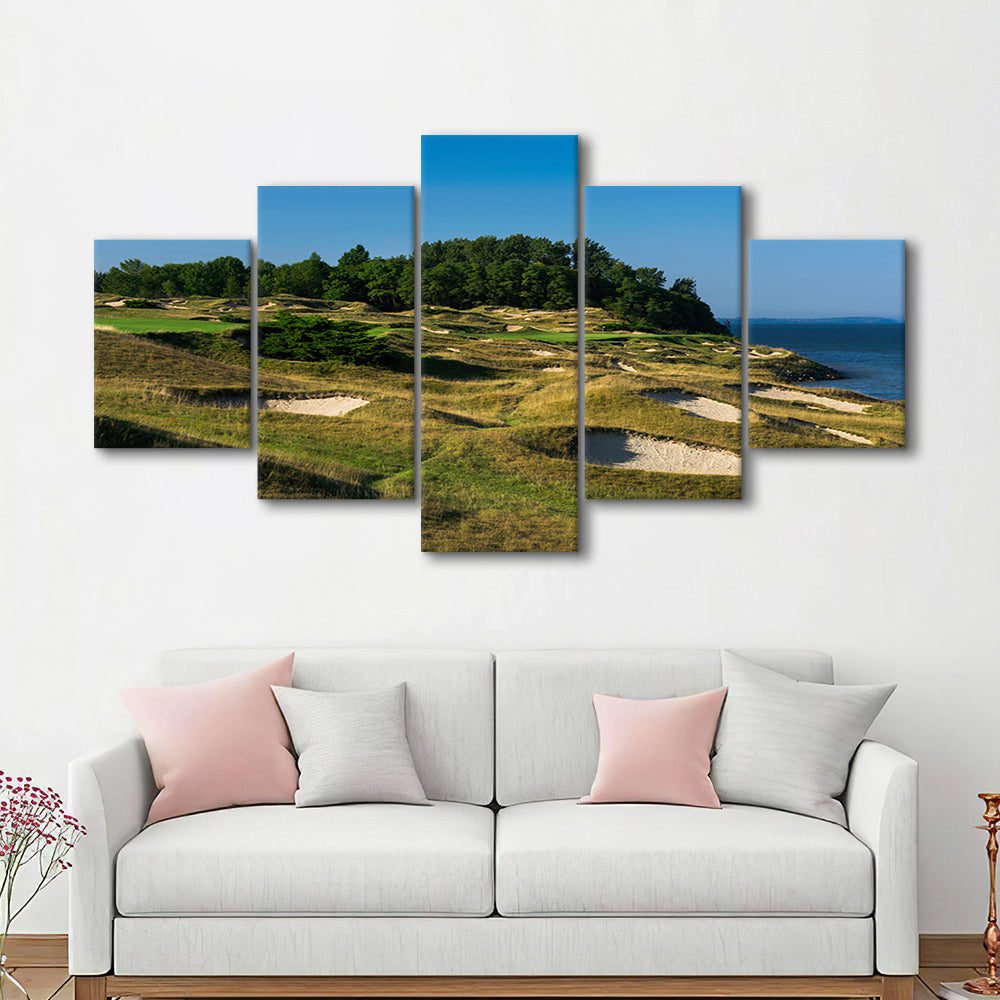 Whistling Straits Golf Resort, Straits Course Hole 14, Kohler, Wisconsin, 5 Pieces Mixed Canvas Print Wall Art