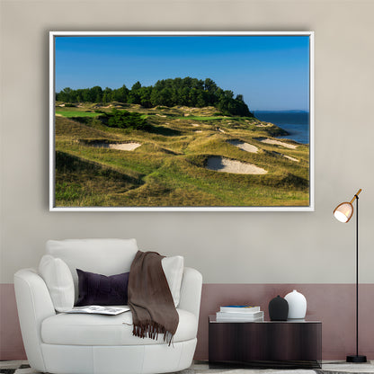 Whistling Straits Golf Resort, Straits Course Hole 14, Kohler, Wisconsin, Framed Canvas Print Wall Art