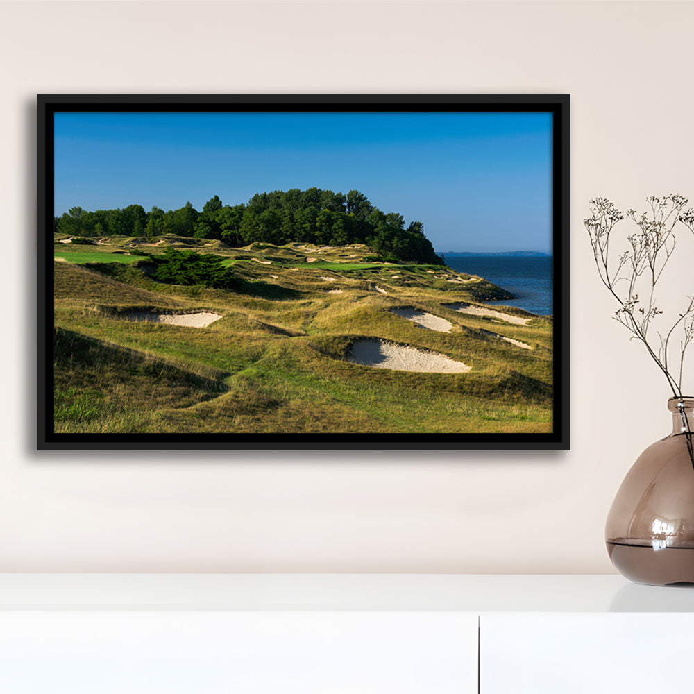 Whistling Straits Golf Resort, Straits Course Hole 14, Kohler, Wisconsin, Framed Canvas Print Wall Art