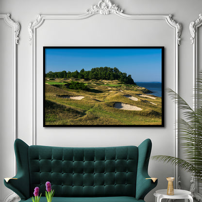 Whistling Straits Golf Resort, Straits Course Hole 14, Kohler, Wisconsin, Framed Art Print Wall Decor, Picture Framed
