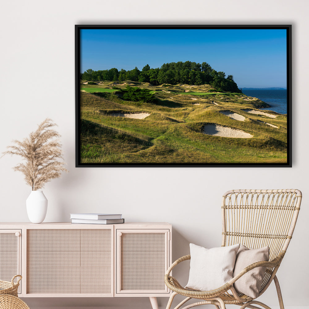Whistling Straits Golf Resort, Straits Course Hole 14, Kohler, Wisconsin, Framed Canvas Print Wall Art