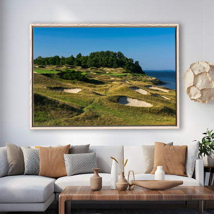 Whistling Straits Golf Resort, Straits Course Hole 14, Kohler, Wisconsin, Framed Canvas Print Wall Art