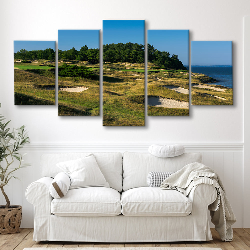 Whistling Straits Golf Resort, Straits Course Hole 14, Kohler, Wisconsin, 5 Pieces Mixed Canvas Print Wall Art