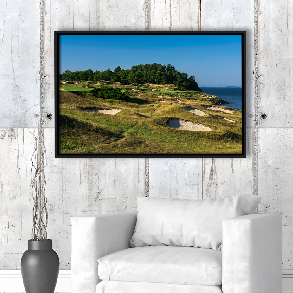 Whistling Straits Golf Resort, Straits Course Hole 14, Kohler, Wisconsin, Framed Canvas Print Wall Art