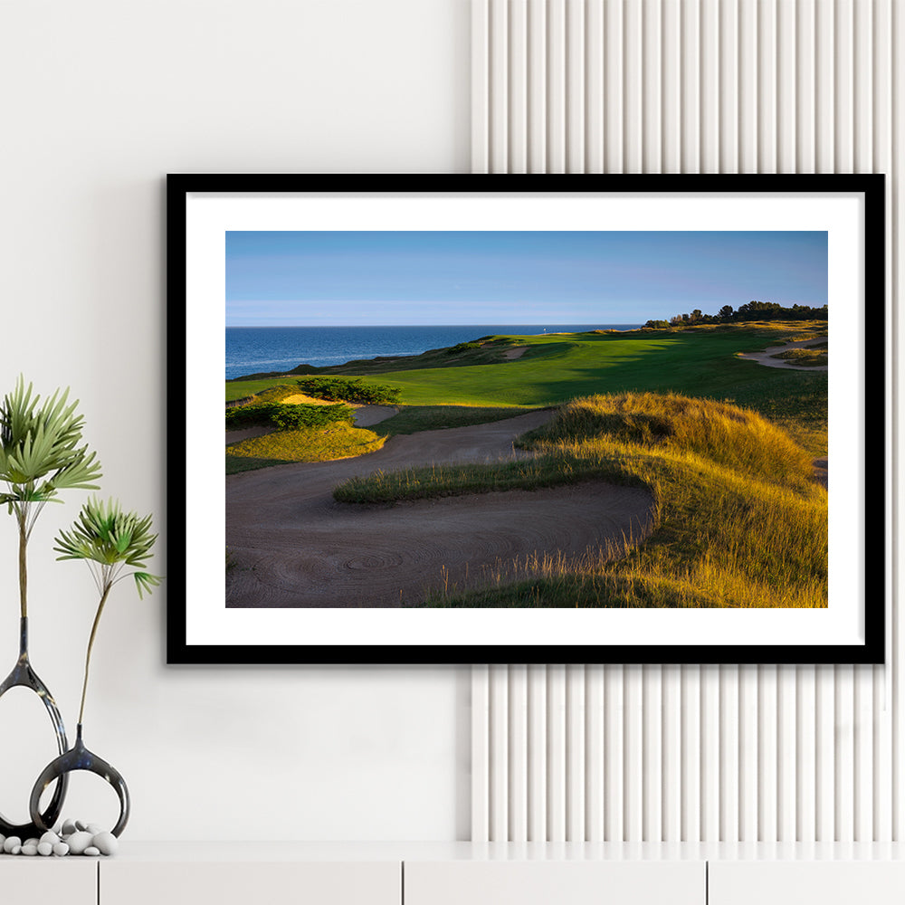 Whistling Straits Golf Resort, Straits Course Hole 16, Kohler, Wisconsin, Goft Art Print, Framed Art Print White Border