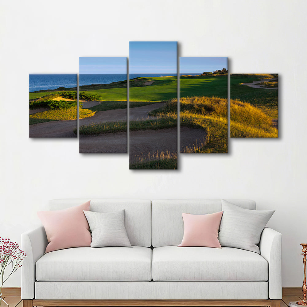 Whistling Straits Golf Resort, Straits Course Hole 16, Kohler, Wisconsin, 5 Pieces Mixed Canvas Print Wall Art
