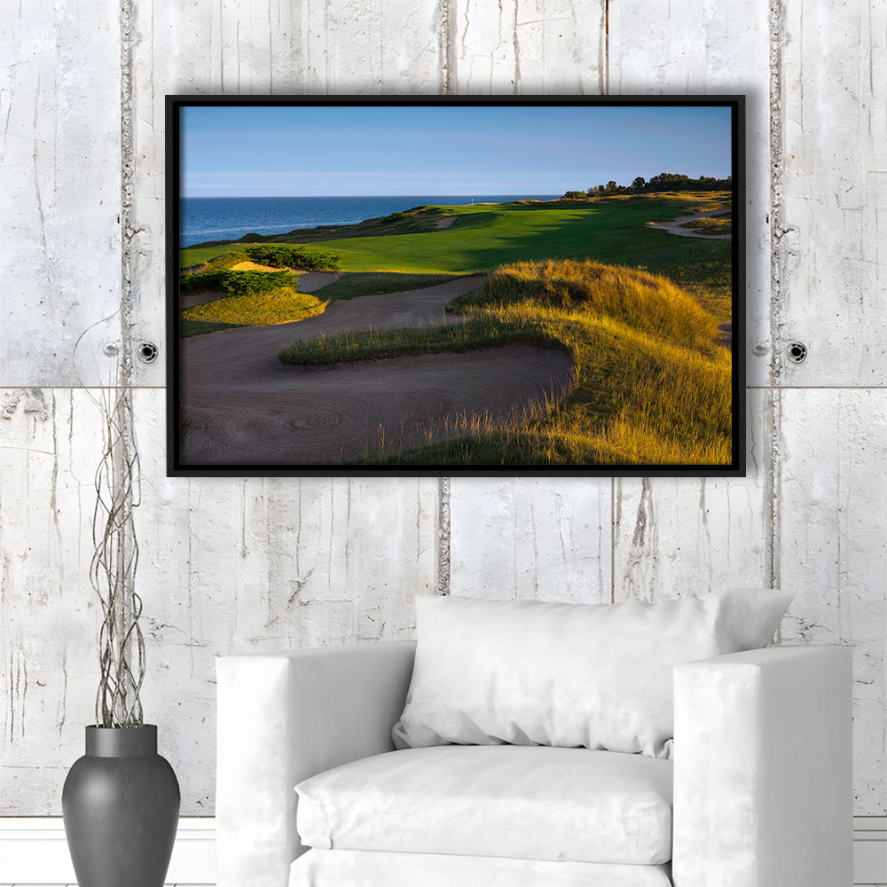 Whistling Straits Golf Resort, Straits Course Hole 16, Kohler, Wisconsin, Framed Canvas Print Wall Art