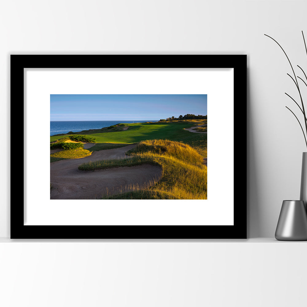 Whistling Straits Golf Resort, Straits Course Hole 16, Kohler, Wisconsin, Goft Art Print, Framed Art Print White Border