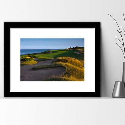 Whistling Straits Golf Resort, Straits Course Hole 16, Kohler, Wisconsin, Goft Art Print, Framed Art Print White Border