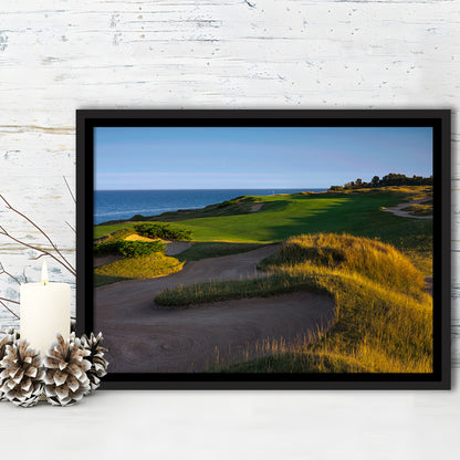 Whistling Straits Golf Resort, Straits Course Hole 16, Kohler, Wisconsin, Framed Canvas Print Wall Art