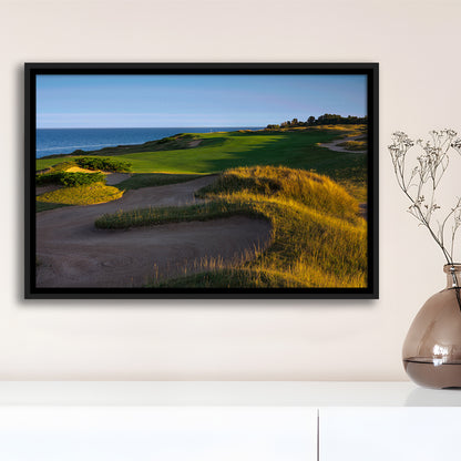 Whistling Straits Golf Resort, Straits Course Hole 16, Kohler, Wisconsin, Framed Canvas Print Wall Art