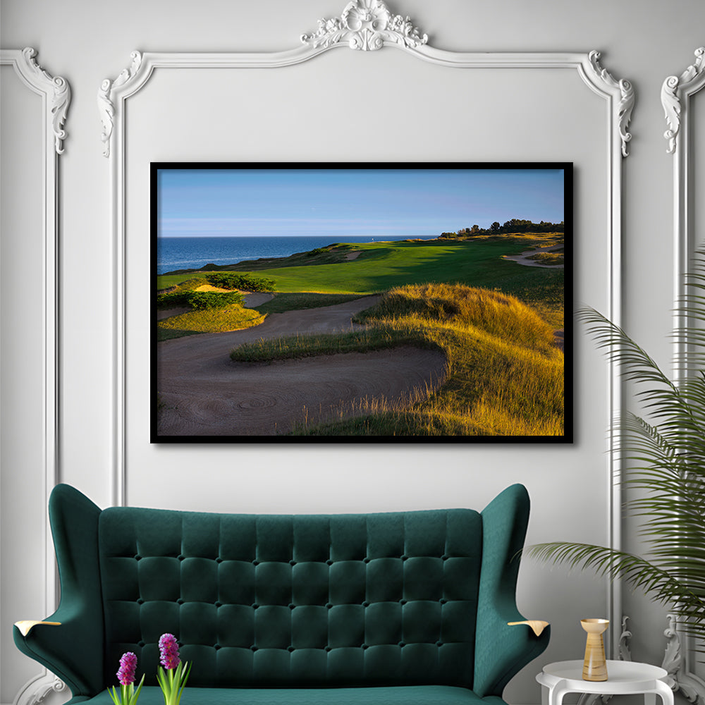 Whistling Straits Golf Resort, Straits Course Hole 16, Kohler, Wisconsin, Framed Art Print Wall Decor, Picture Framed