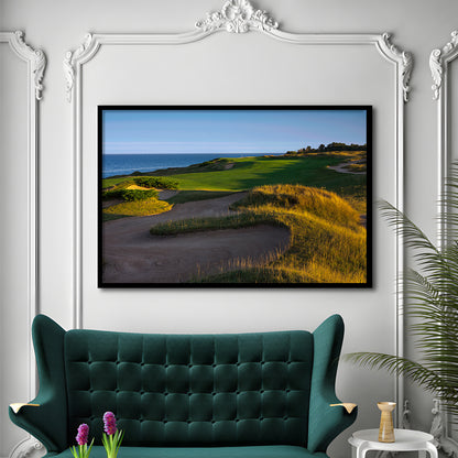 Whistling Straits Golf Resort, Straits Course Hole 16, Kohler, Wisconsin, Framed Art Print Wall Decor, Picture Framed