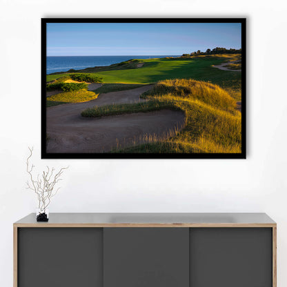 Whistling Straits Golf Resort, Straits Course Hole 16, Kohler, Wisconsin, Framed Art Print Wall Decor, Picture Framed
