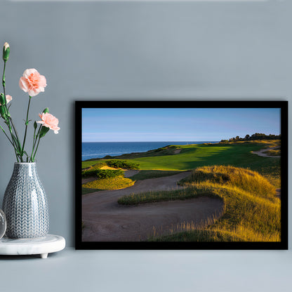 Whistling Straits Golf Resort, Straits Course Hole 16, Kohler, Wisconsin, Framed Art Print Wall Decor, Picture Framed