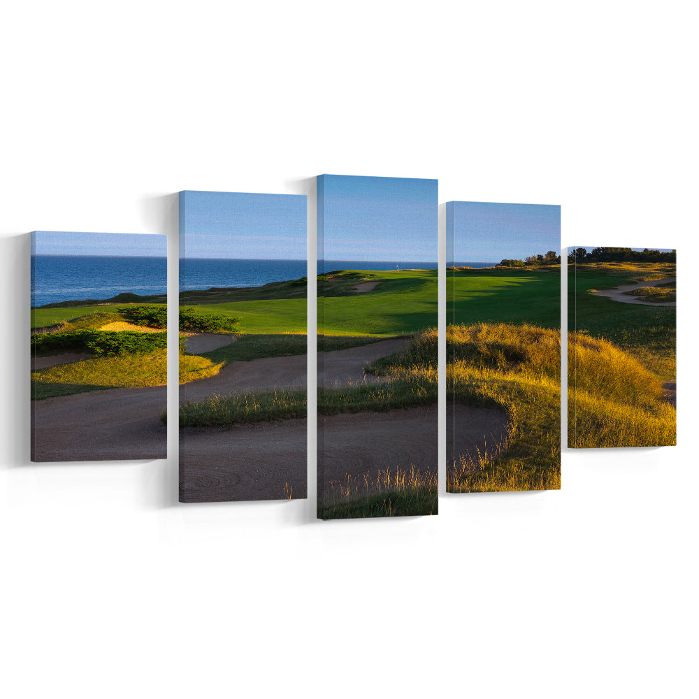Whistling Straits Golf Resort, Straits Course Hole 16, Kohler, Wisconsin, 5 Pieces Mixed Canvas Print Wall Art