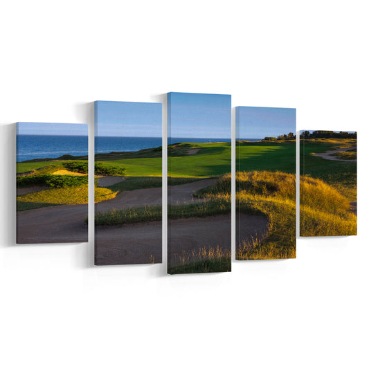 Whistling Straits Golf Resort, Straits Course Hole 16, Kohler, Wisconsin, 5 Pieces Mixed Canvas Print Wall Art