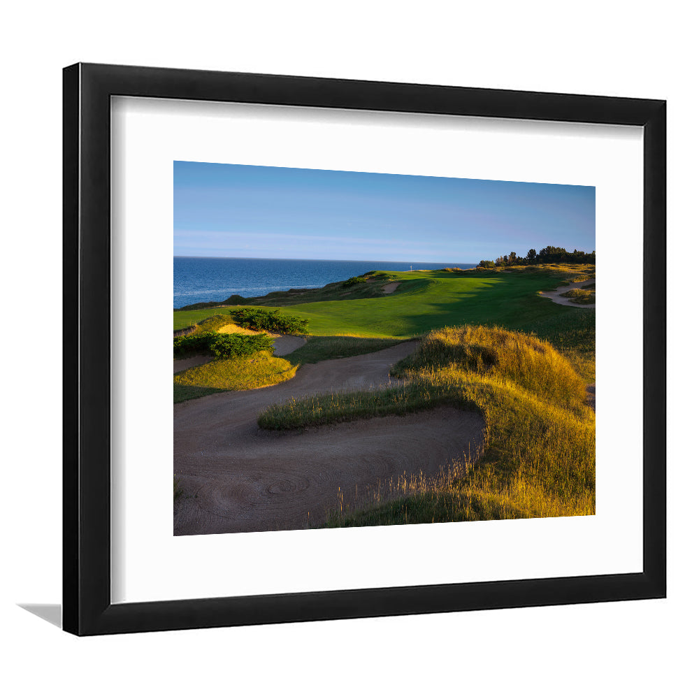 Whistling Straits Golf Resort, Straits Course Hole 16, Kohler, Wisconsin, Goft Art Print, Framed Art Print White Border