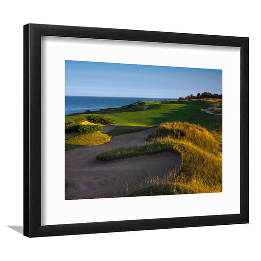 Whistling Straits Golf Resort, Straits Course Hole 16, Kohler, Wisconsin, Goft Art Print, Framed Art Print White Border