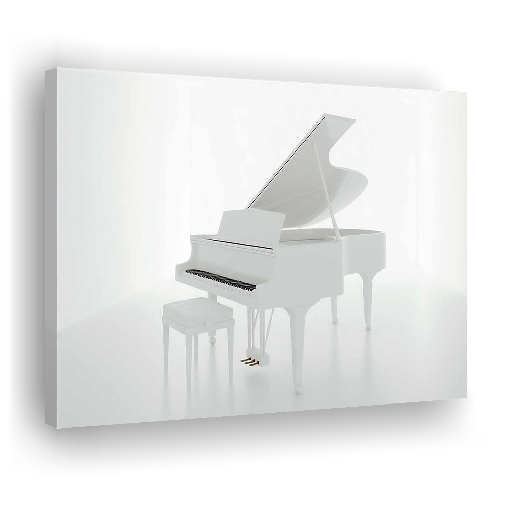 White Piano in the White Room Canvas Print, Classical Music Wall Decor, Cavas Print Wall Art Hom Decor
