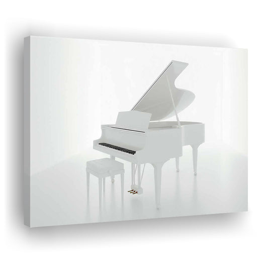 White Piano in the White Room Canvas Print, Classical Music Wall Decor, Cavas Print Wall Art Hom Decor