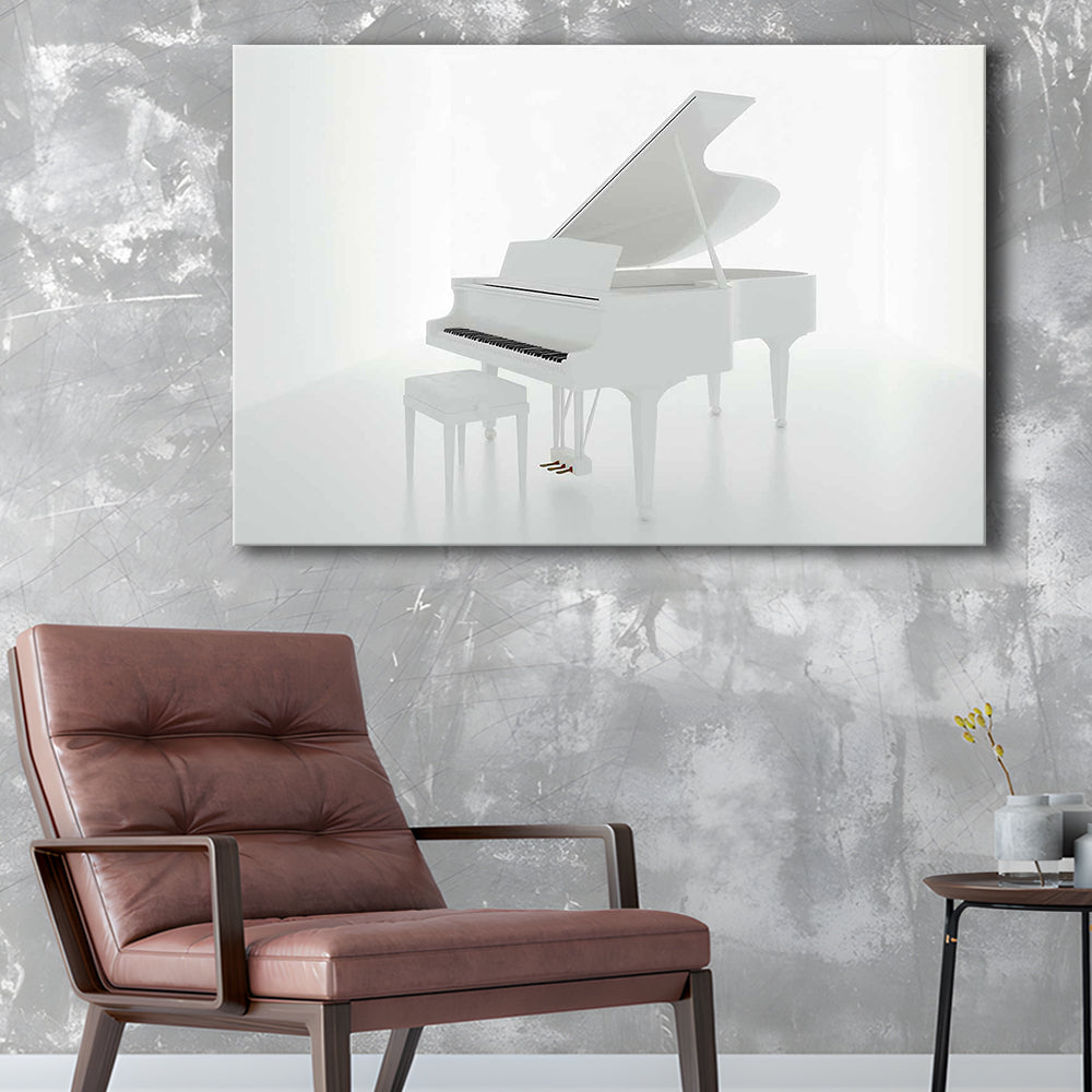 White Piano in the White Room Canvas Print, Classical Music Wall Decor, Cavas Print Wall Art Hom Decor