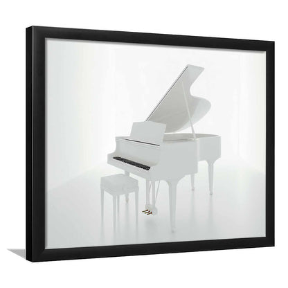 White Piano In The White Room Art Prints, Classical Music Wall Decor, Framed Art Print, Picture Framed