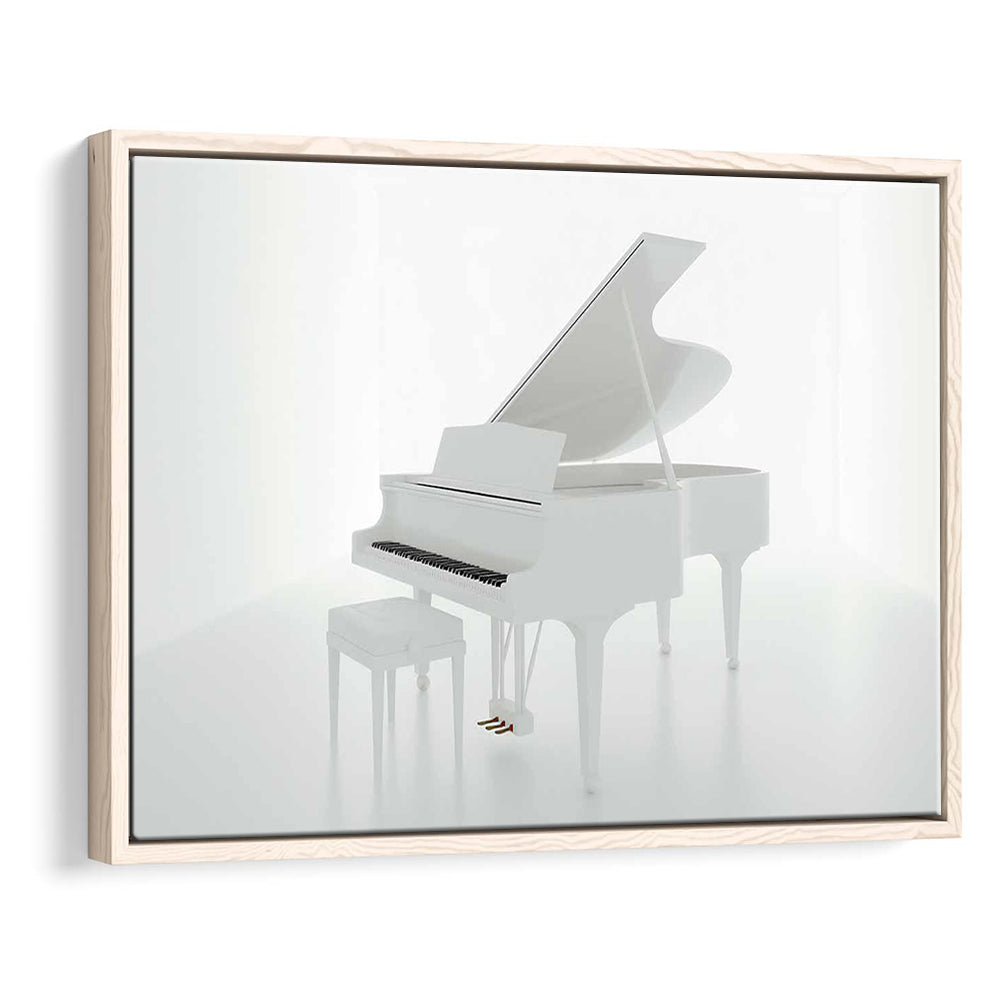 White Piano In The White Room Canvas Print, Classical Music Wall Decor, Framed Cavas Print, Floating Frame