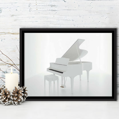 White Piano In The White Room Canvas Print, Classical Music Wall Decor, Framed Cavas Print, Floating Frame