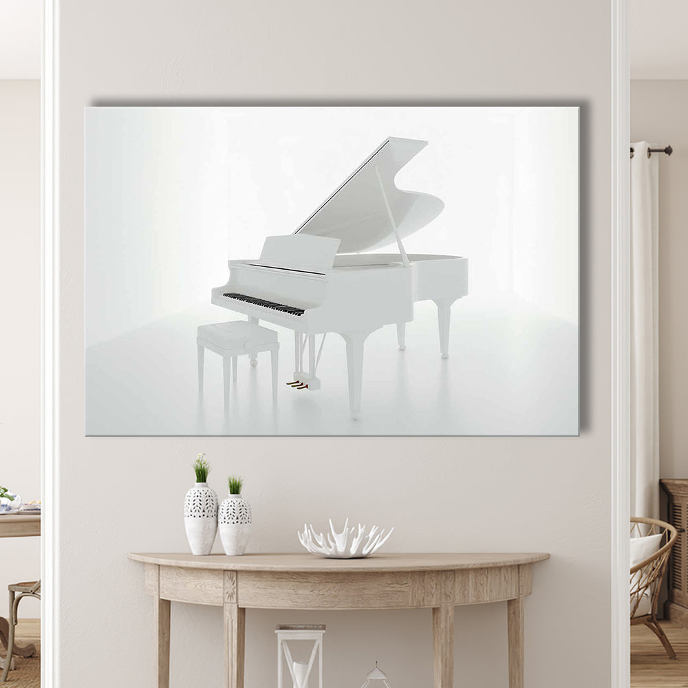 White Piano in the White Room Canvas Print, Classical Music Wall Decor, Cavas Print Wall Art Hom Decor