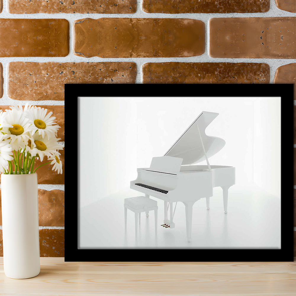 White Piano In The White Room Art Prints, Classical Music Wall Decor, Framed Art Print, Picture Framed