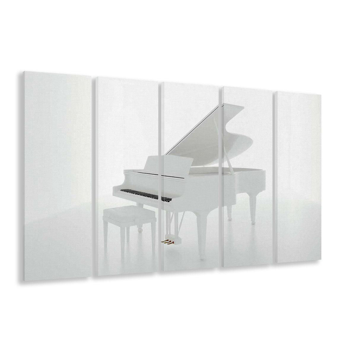 White Piano in the White Room Canvas Print, Classical Music Wall Decor, 5 Piece B Extra Large Cavas Print Wall Art Decor