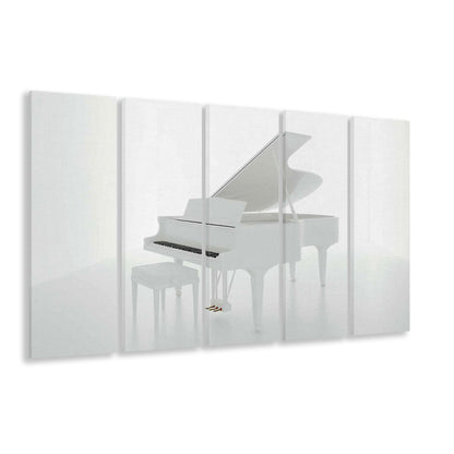 White Piano in the White Room Canvas Print, Classical Music Wall Decor, 5 Piece B Extra Large Cavas Print Wall Art Decor