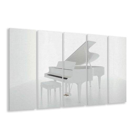 White Piano in the White Room Canvas Print, Classical Music Wall Decor, 5 Piece B Extra Large Cavas Print Wall Art Decor