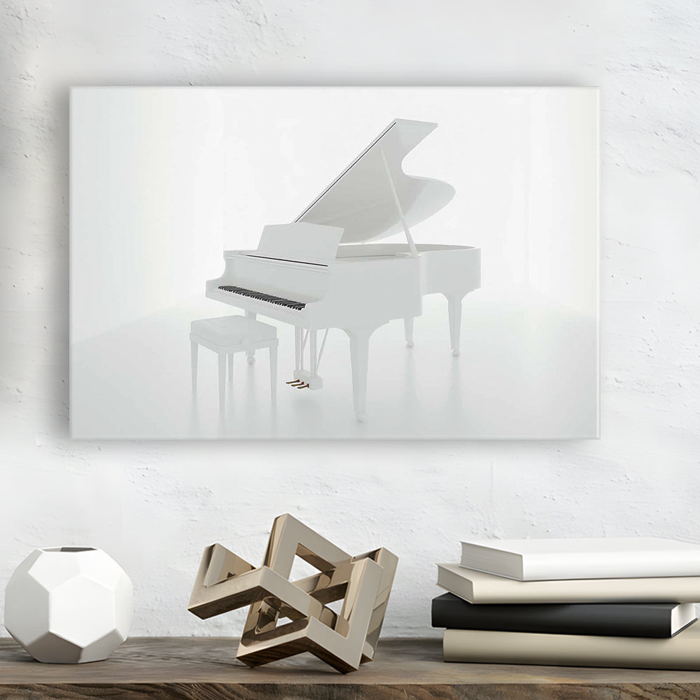 White Piano in the White Room Canvas Print, Classical Music Wall Decor, Cavas Print Wall Art Hom Decor