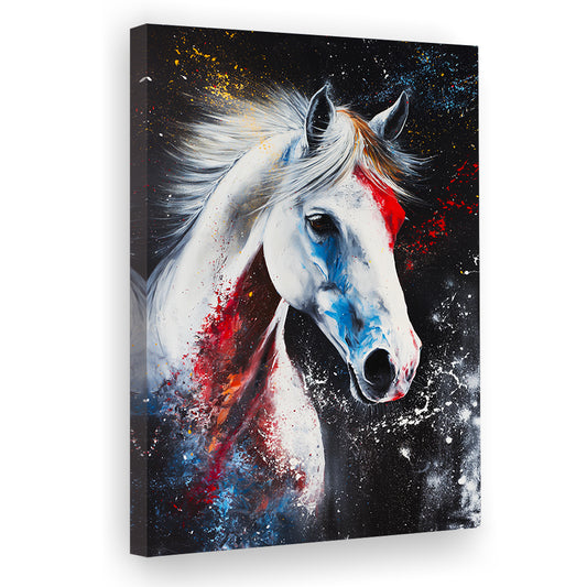 White Stallion Art, Horse Portrait Painting, Canvas Art Print Decor, Painting Art, Canvas Prints Wall Art