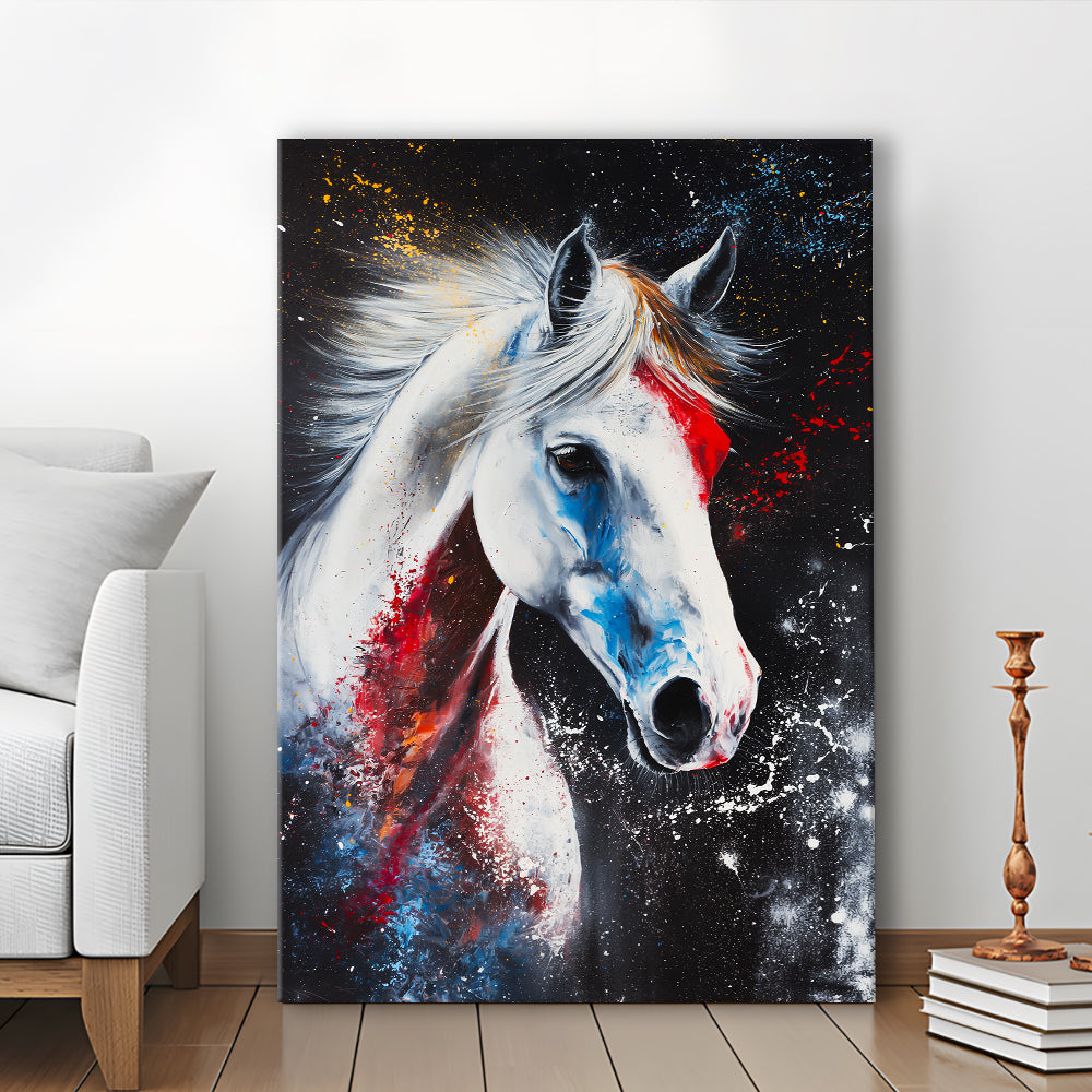 White Stallion Art, Horse Portrait Painting, Canvas Art Print Decor, Painting Art, Canvas Prints Wall Art