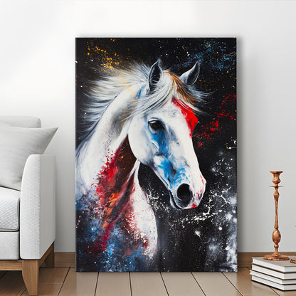White Stallion Art, Horse Portrait Painting, Canvas Art Print Decor, Painting Art, Canvas Prints Wall Art