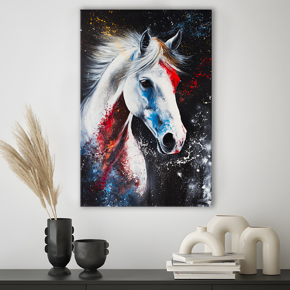 White Stallion Art, Horse Portrait Painting, Canvas Art Print Decor, Painting Art, Canvas Prints Wall Art